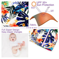 UPF 50+ Baby Girl Swimsuit Full Zipper Sunsuit-Purple Leaves