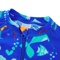Baby Boy Full Zipper Swimsuit with UPF 50+ | Blue Whale