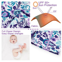UPF 50+ Baby Girl Full Zip Sunsuit One Piece Swimsuit-Purple Flower