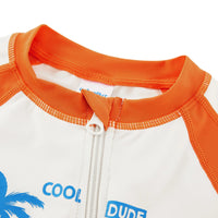 Baby Boy One Piece Sunsuit with UPF 50+ | Beige Dinosaur