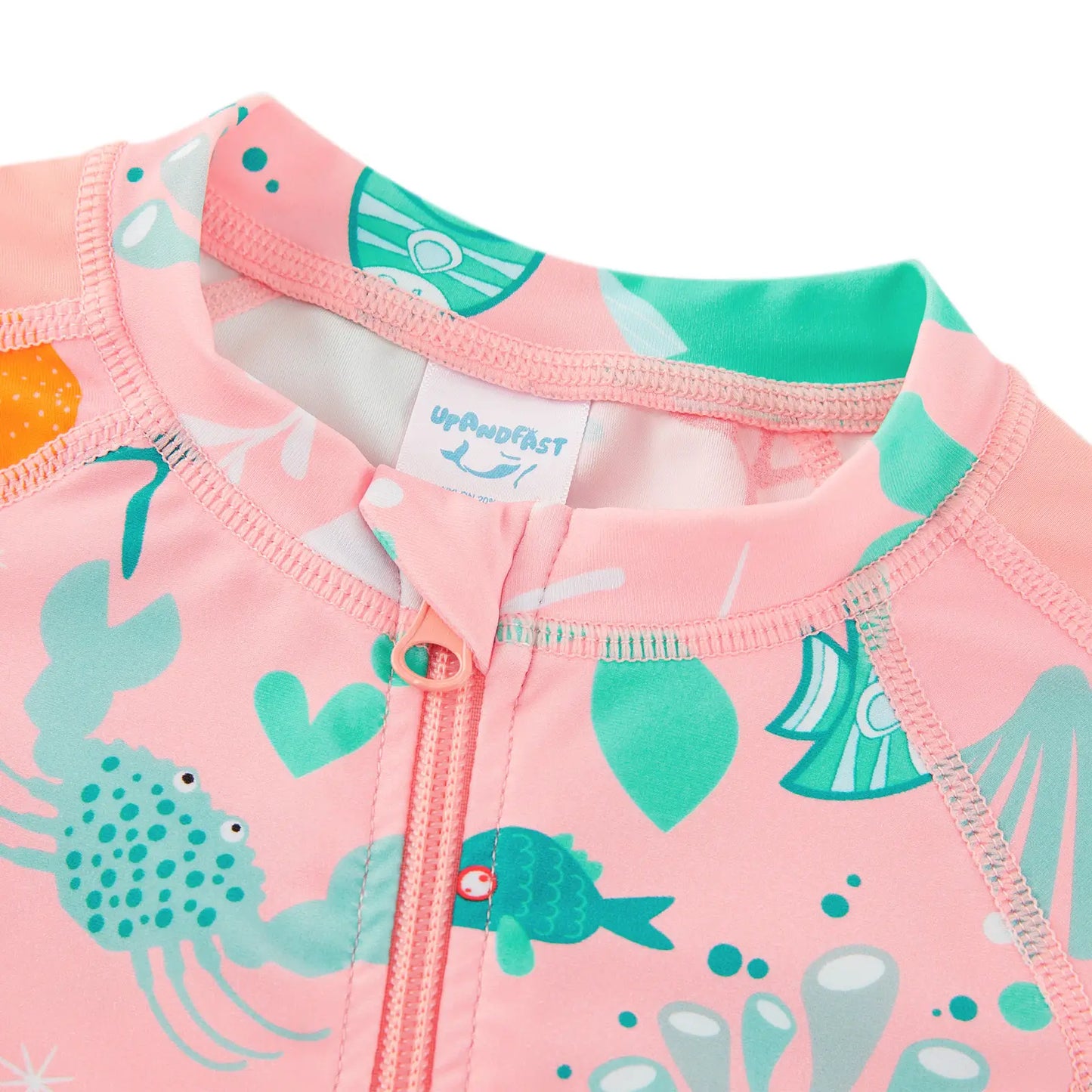 UPF 50+ Baby Girl One-Piece Long Sleeve Swimsuit | Pink Whale