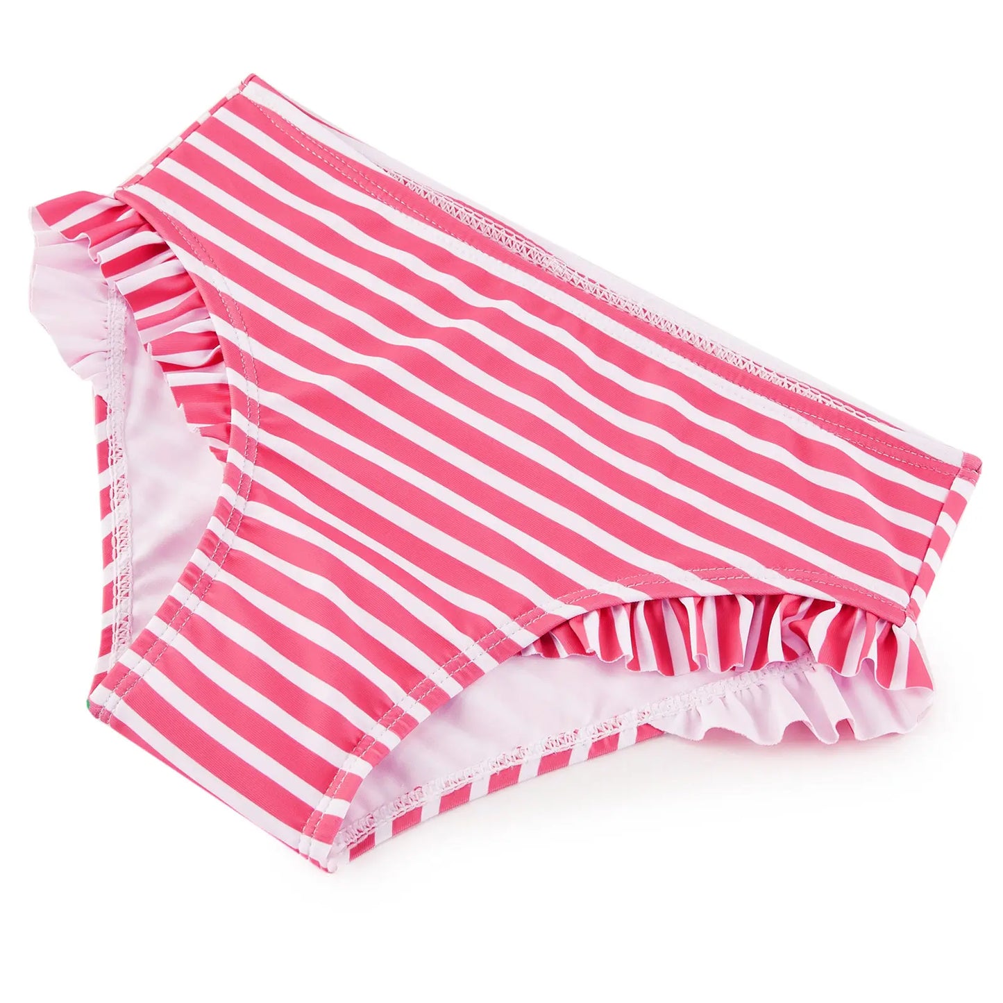 2-Piece Girls Rash Guard Set with Bikini Bottom-Beige Flower