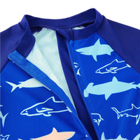 Baby Boy Full Zip Swimsuit UPF 50+ Rash Guard for Beach | Navy Shark