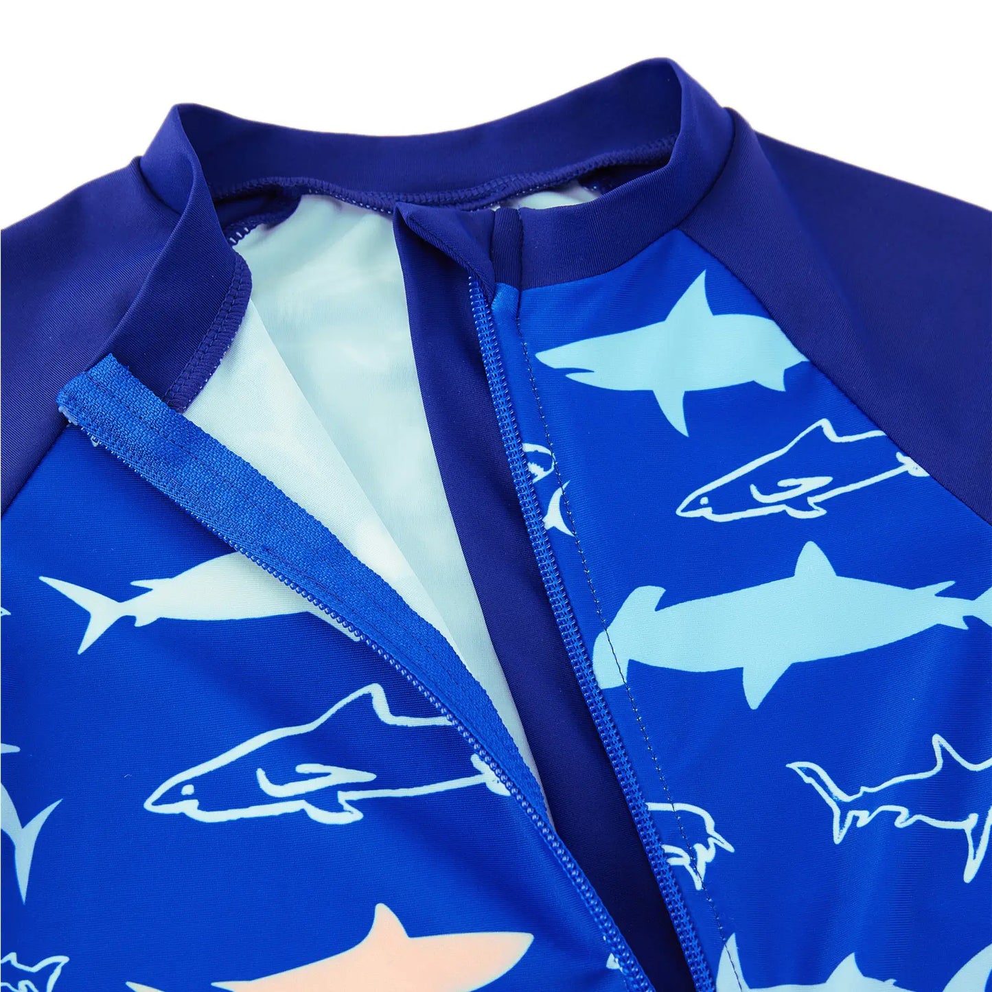 Baby Boy Full Zip Swimsuit UPF 50+ Rash Guard for Beach | Navy Shark