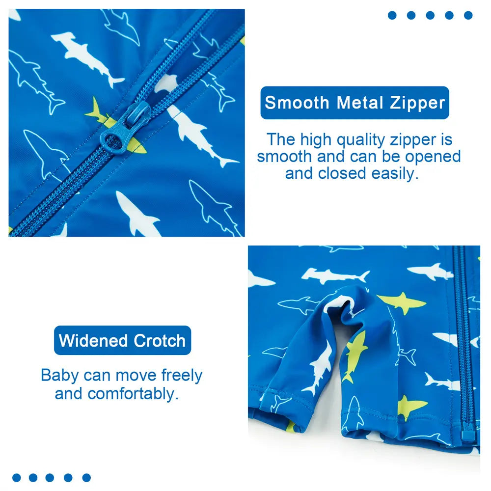 Baby Boy Swimwear UPF 50+ Full-zip Sunsuit -Sapphire Blue Shark