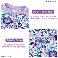 UPF 50+ Baby Girl Full Zip Sunsuit One Piece Swimsuit-Purple Flower