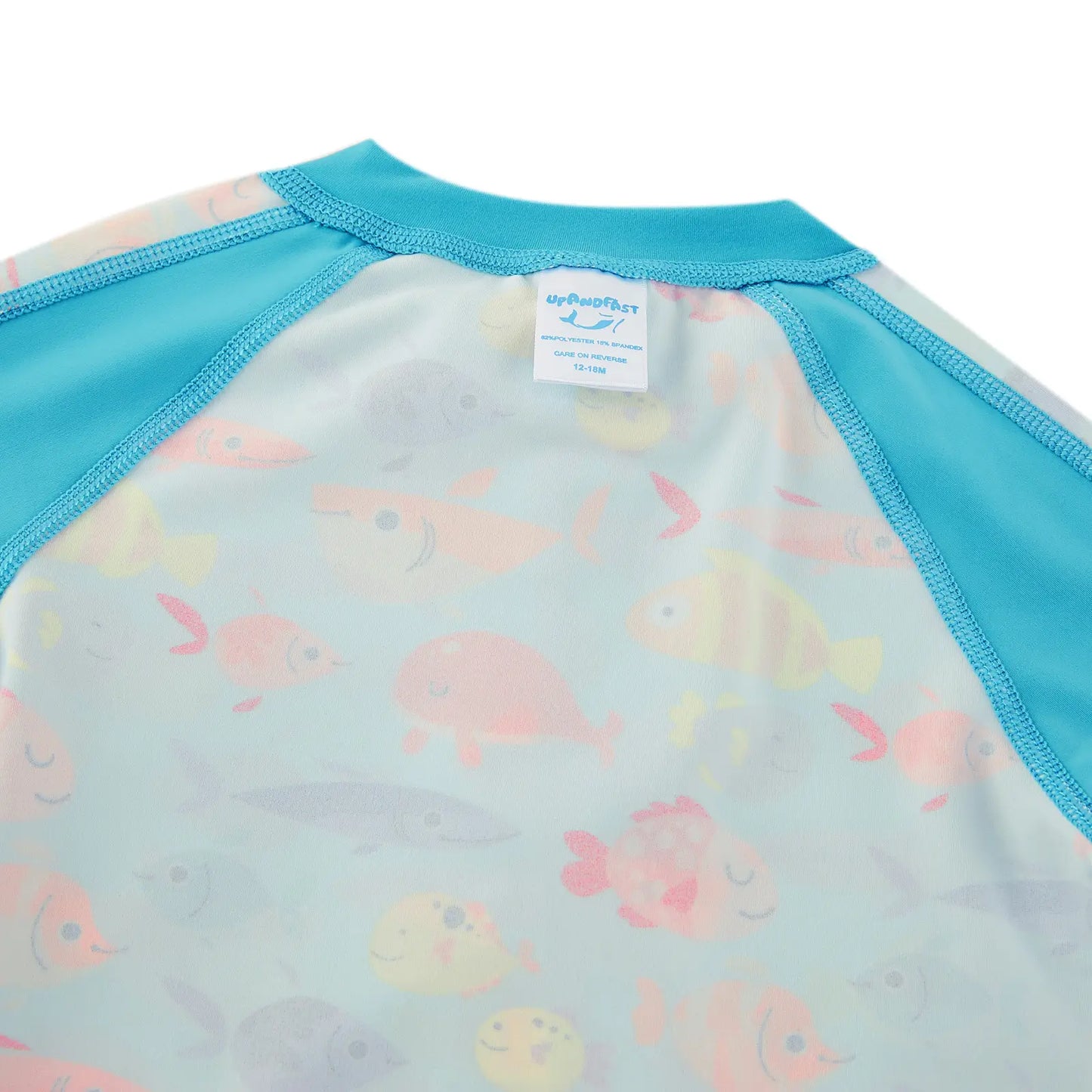 Baby Boy One Piece Swimwear with UPF 50+ Full Zipper-Green Many Fish