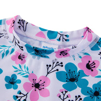 UPF 50+ Sun Protection Girl Rash Guard Set 2 Pieces-Green Flower