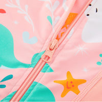 UPF 50+ Baby Girl One-Piece Long Sleeve Swimsuit | Pink Whale