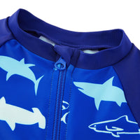 Baby Boy Full Zip Swimsuit UPF 50+ Rash Guard for Beach | Navy Shark
