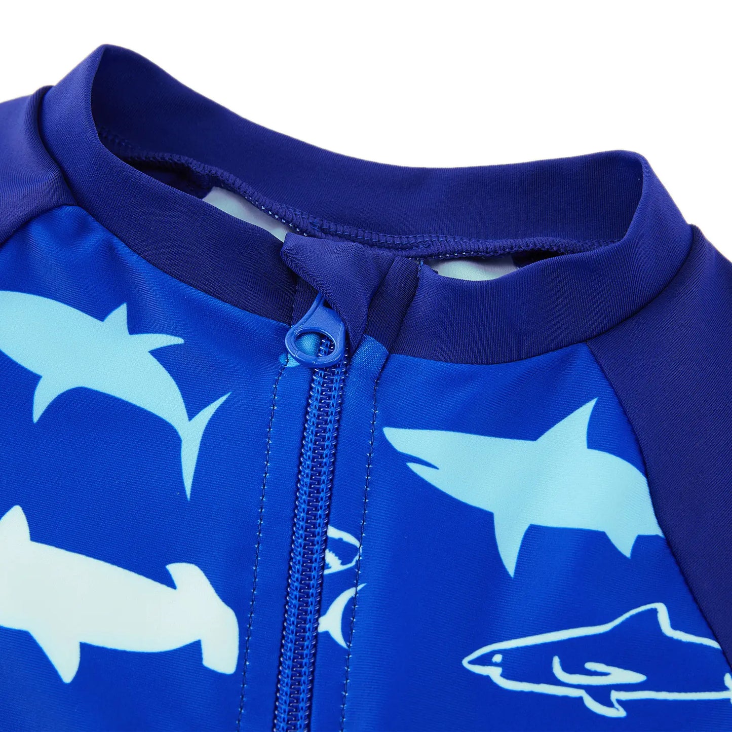 Baby Boy Full Zip Swimsuit UPF 50+ Rash Guard for Beach | Navy Shark