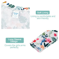 Kids Swimwear Set 2 Pieces Girl Rash Guard with UPF 50+-Green Leaves