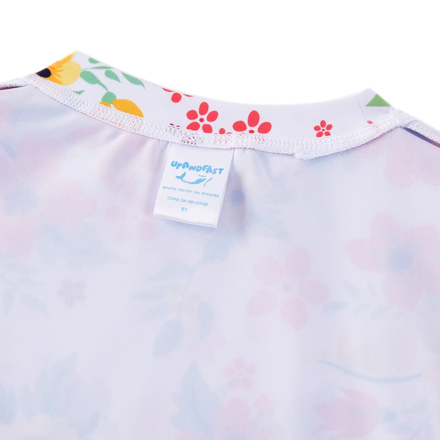 Kids Girl Swimsuit with Bikini Bottom UPF 50+ Rash Guard Set-Red Flower