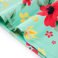 Girl Rash Guard Swimsuit 2 Pieces UPF 50+ Sunsuit-Green Flower