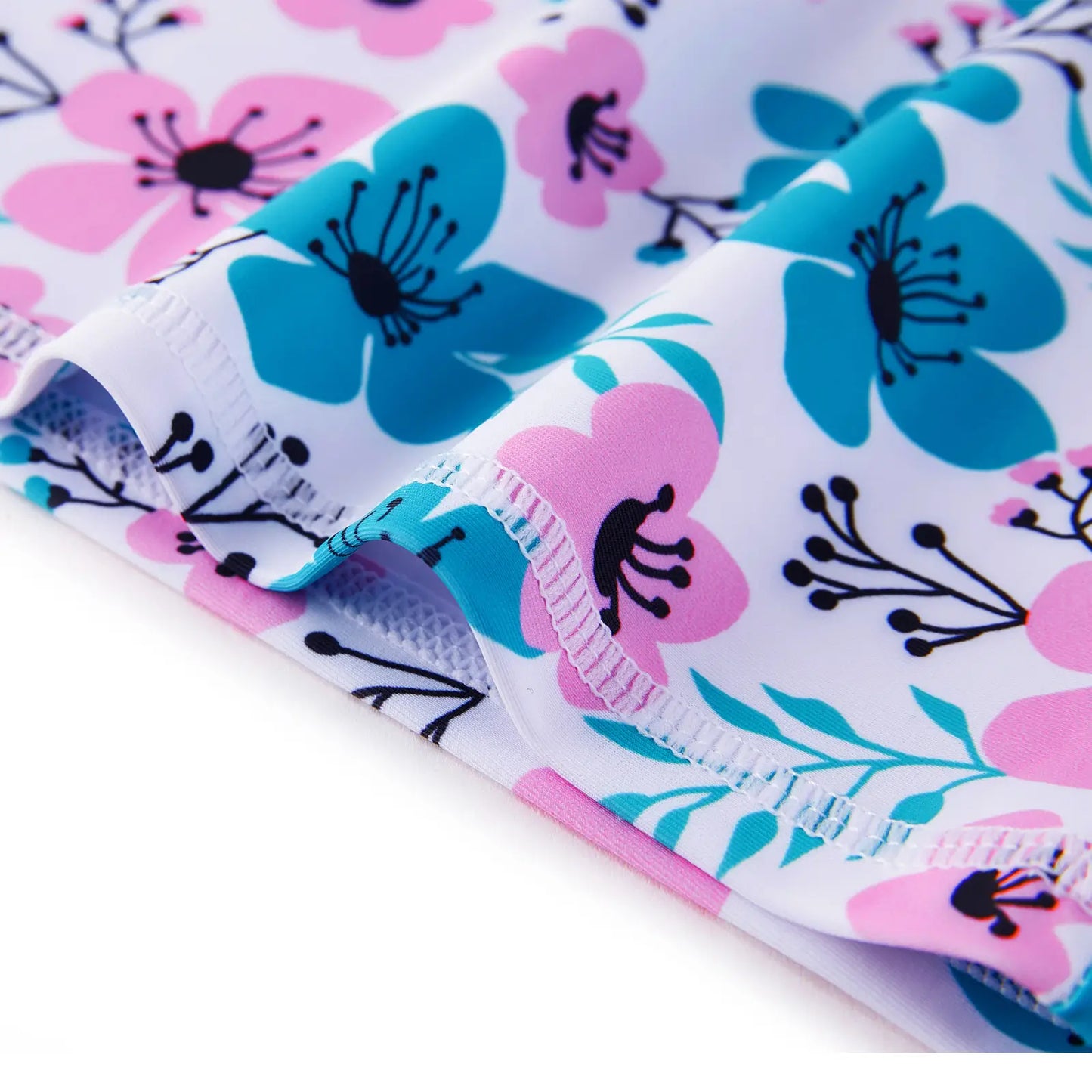 UPF 50+ Sun Protection Girl Rash Guard Set 2 Pieces-Green Flower