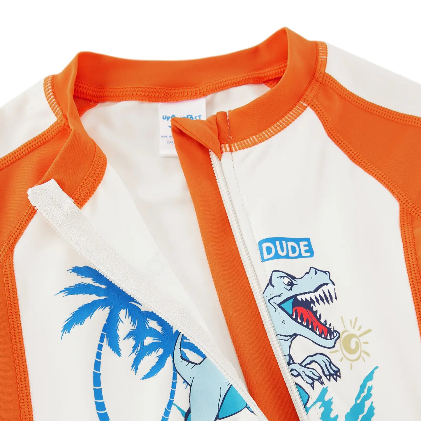 Baby Boy One Piece Sunsuit with UPF 50+ | Beige Dinosaur