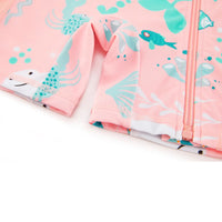 UPF 50+ Baby Girl One-Piece Long Sleeve Swimsuit | Pink Whale