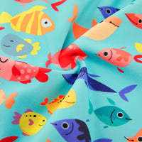 Baby Boy One Piece Swimwear with UPF 50+ Full Zipper-Green Many Fish