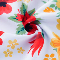 Kids Girl Swimsuit with Bikini Bottom UPF 50+ Rash Guard Set-Red Flower