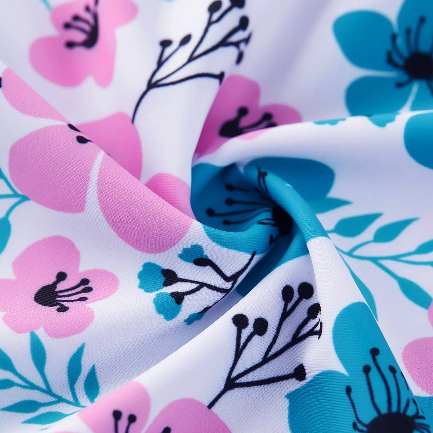 UPF 50+ Sun Protection Girl Rash Guard Set 2 Pieces-Green Flower