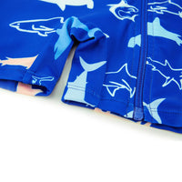 Baby Boy Full Zip Swimsuit UPF 50+ Rash Guard for Beach | Navy Shark