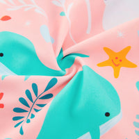 UPF 50+ Baby Girl One-Piece Long Sleeve Swimsuit | Pink Whale