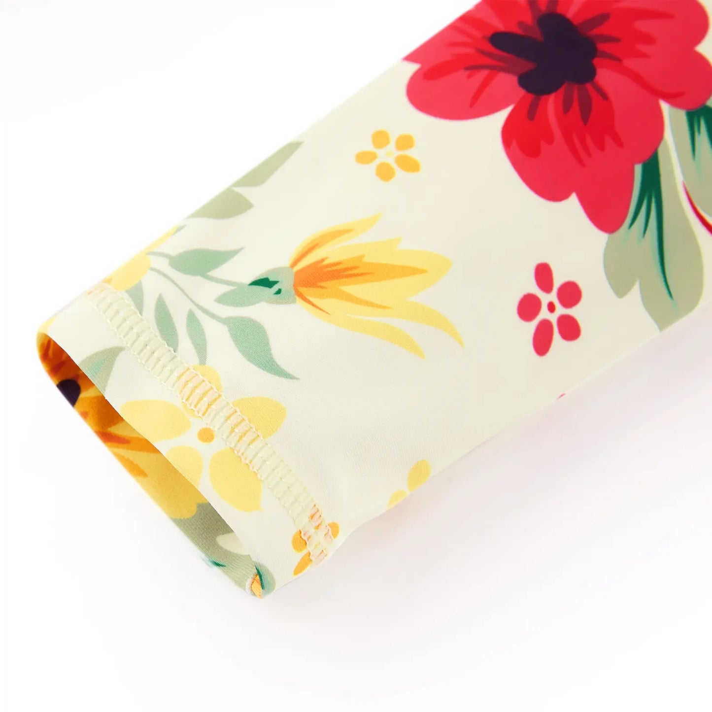 2-Piece Girls Rash Guard Set with Bikini Bottom-Beige Flower