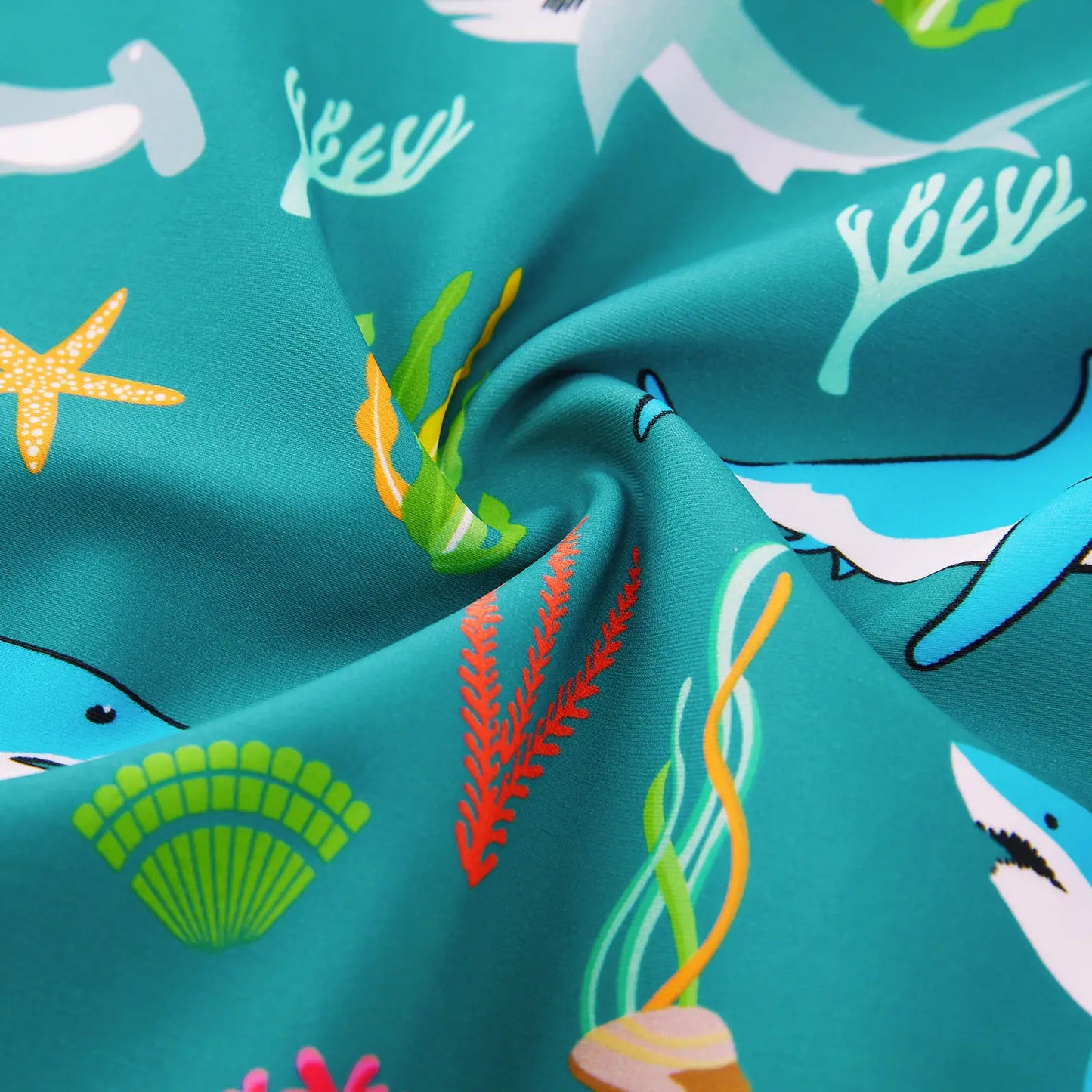 UPF 50+ Baby Boys One Piece Swimsuit with Full-zip | Green Shark