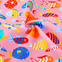 Baby Girls One Piece Swimsuit with Full Zipper UPF 50+ | Pink Tropical Fish