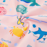 UPF 50+ Baby Girl Rash Guard Swimsuit with Full Zipper|Pink Marine Life