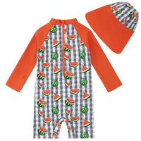 Baby Bathing Suit UPF 50+ Boys Swimsuit with Sun Hat-Watermelon