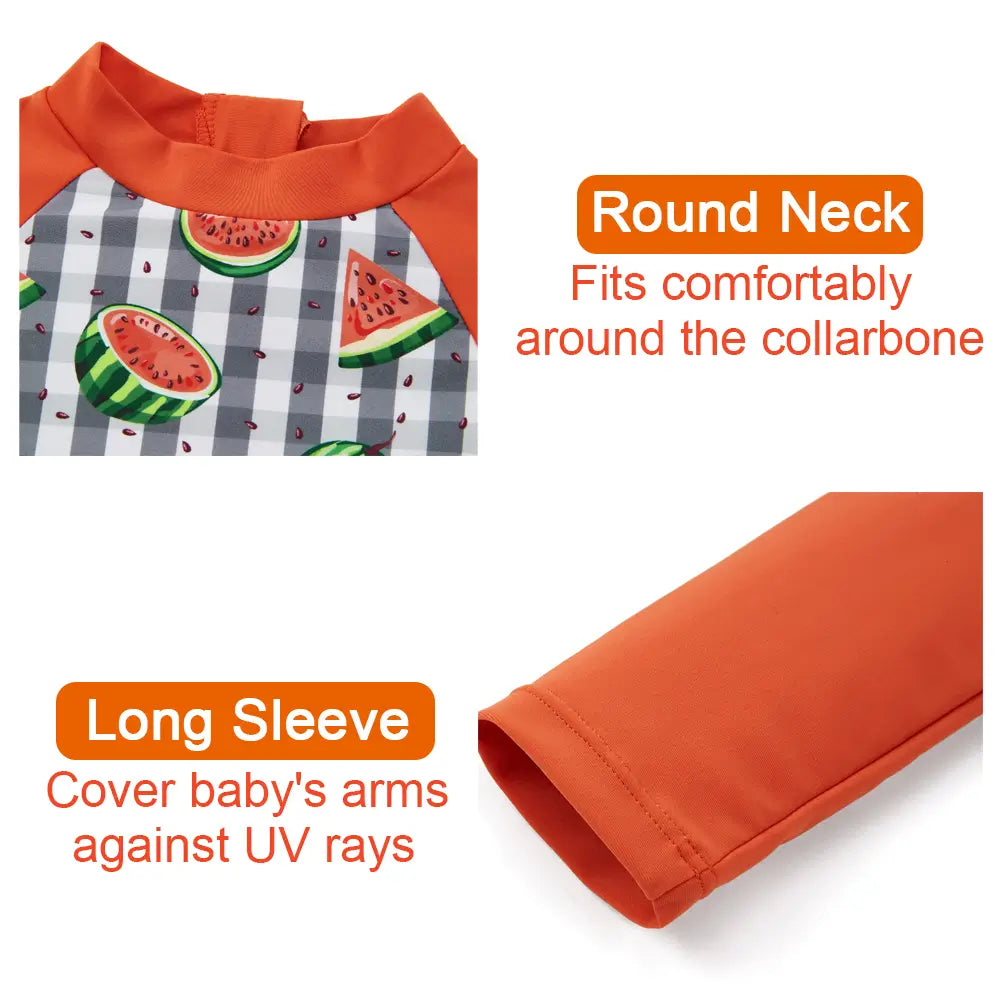 Baby Bathing Suit UPF 50+ Boys Swimsuit with Sun Hat-Watermelon