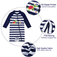 Baby Boy Full Zip Swimwear UPF 50+ Sun Protection Sunsuit-Turtle Print