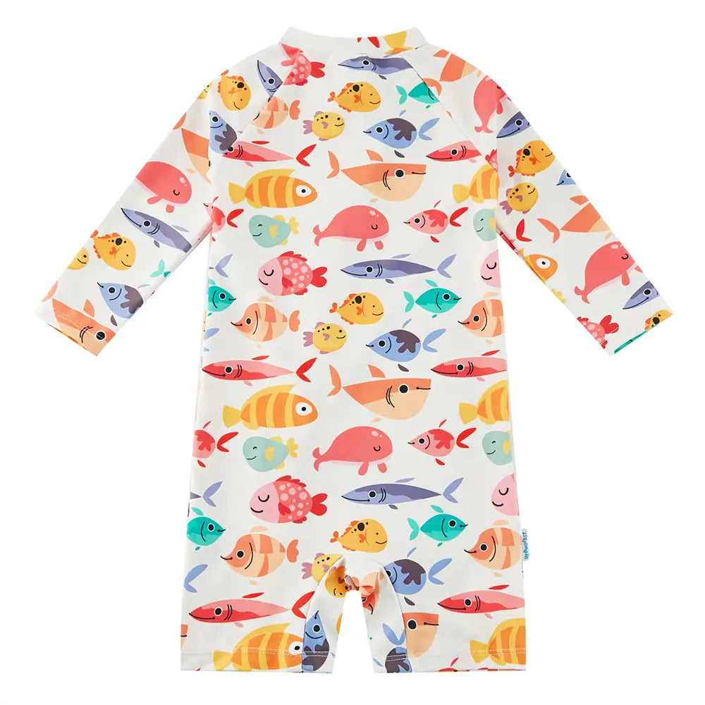 UPF 50+ Baby Boy Swimsuit Full Zipper Sunsuit-Many Fish