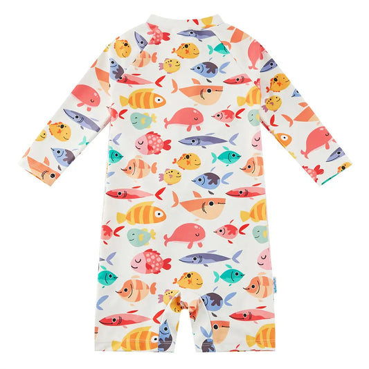 Baby Boy Full Zipper Swimsuit UPF 50+ Sun Protection Sunsuit-Many Fish