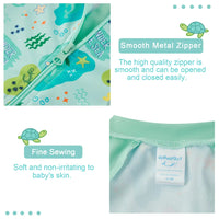 UPF 50+ Baby Boy One-piece Swimsuit with Full Zip-Green Shark