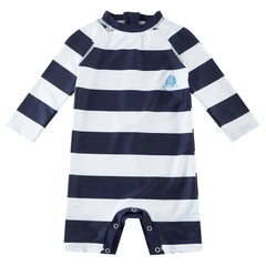 Baby Boy One-piece Swimsuit with UPF 50+ Snap Sunsuit-Striped