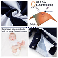 Baby Boy One-piece Swimsuit with UPF 50+ Snap Sunsuit-Striped