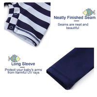 Baby Boy One Piece Swimsuit with Snap Button UPF 50+ Striped Turtle