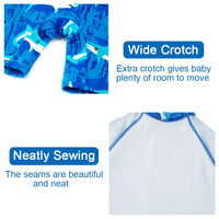 Baby Boy One Piece Swimwear UPF 50+ Sunsuit with Sun Hat-Seablue Shark