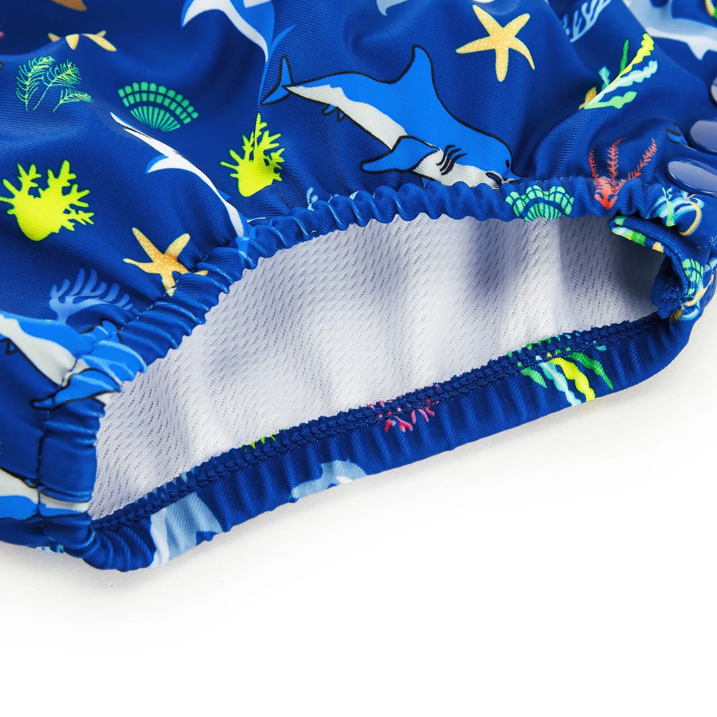 Baby Boy Swim Diapers UPF 50+ Newborn Swimsuit-Blue Shark