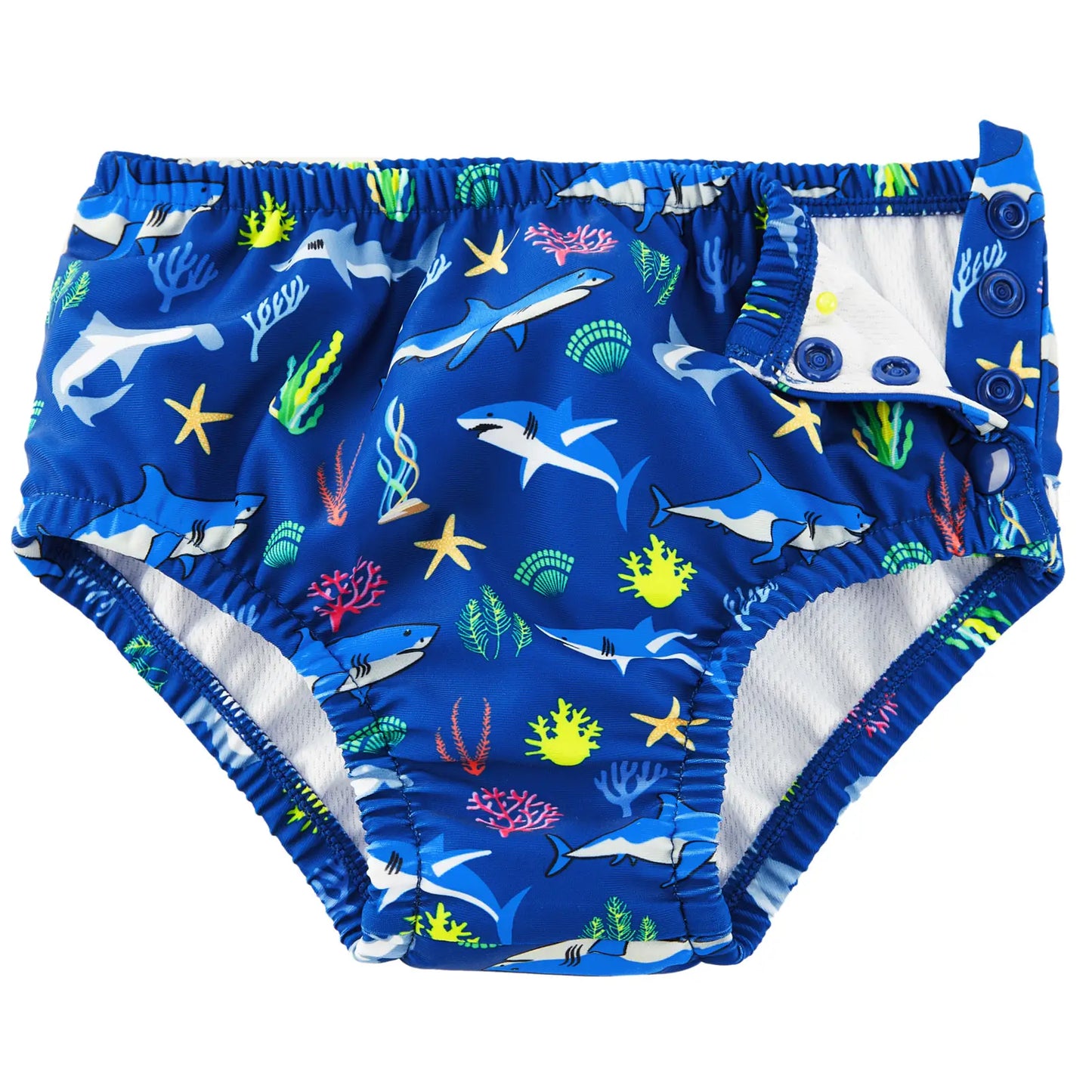 Baby Boy Swim Diapers UPF 50+ Newborn Swimsuit-Blue Shark
