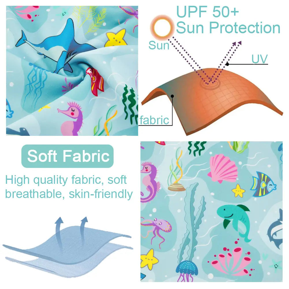 Baby Boy Swimsuit UPF 50+ Sunsuit with Sun Hat-Marine World