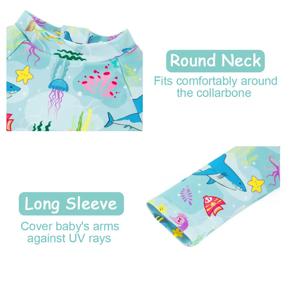 Baby Boy Swimsuit UPF 50+ Sunsuit with Sun Hat-Marine World