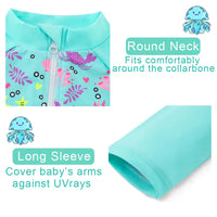 UPF50+ Baby Girl One-piece Swimsuits with Sun Hat-Octopus