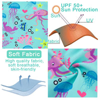 UPF50+ Baby Girl One-piece Swimsuits with Sun Hat-Octopus