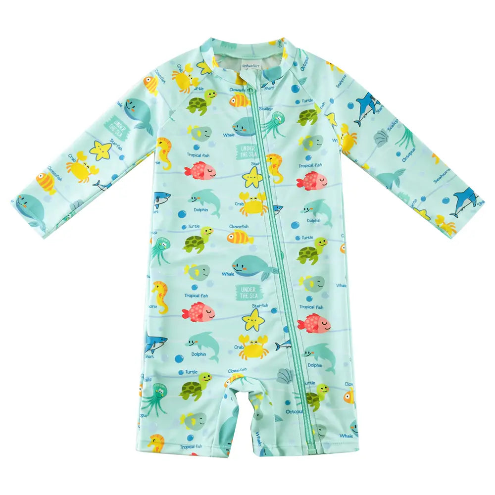 UPF 50+ Baby Boys Swimwear Full Zipper Sunsuit-Marline Life