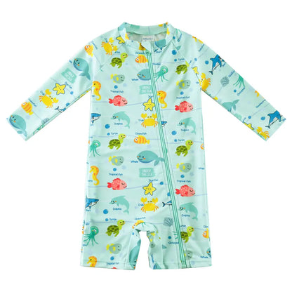 UPF 50+ Baby Boys Swimwear Full Zipper Sunsuit-Marline Life