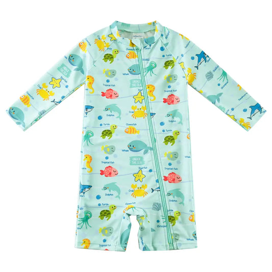 UPF 50+ Baby Boys Swimwear Full Zipper Sunsuit-Marline Life