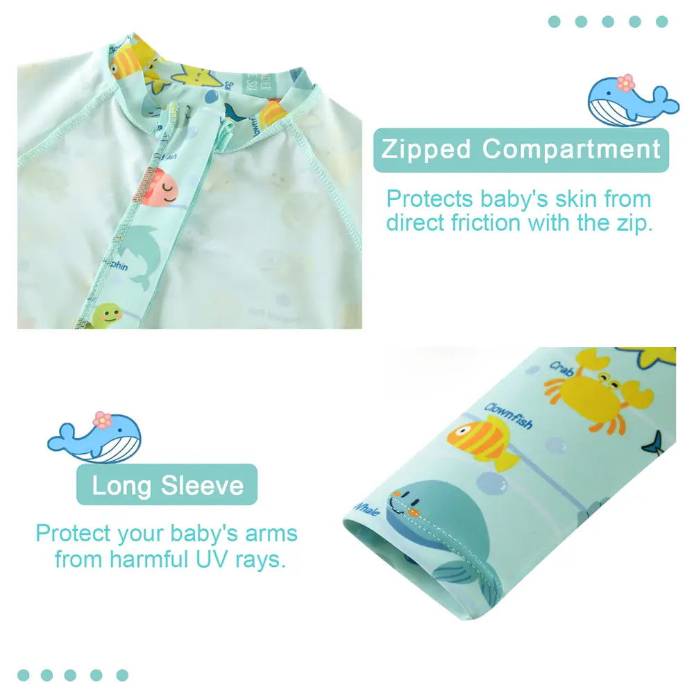 UPF 50+ Baby Boys Swimwear Full Zipper Sunsuit-Marline Life